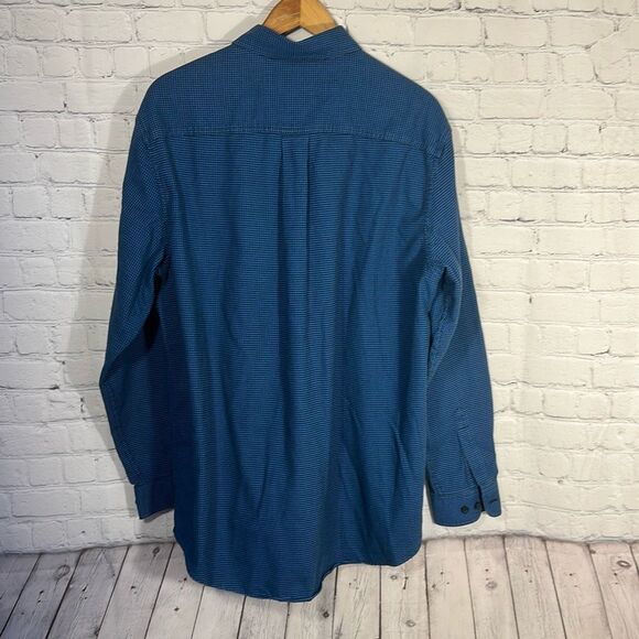 LL Bean Shirt Mens Large Blue Wicked Good Flannel Traditional Fit Houndstooth - Picture 4 of 7